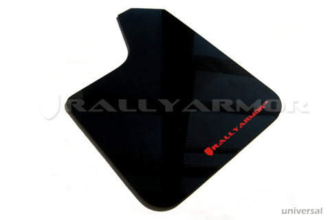 Rally Armor Universal Fit (No Hardware) Black UR Mud Flap w/ White Logo - MF12-UR-BLK/WH