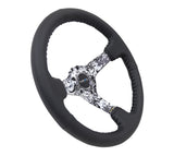 NRG Reinforced Steering Wheel (350mm / 3in. Deep) Blk Leather w/Hydrodipped Digi-Camo Spokes - RST-036DC-R