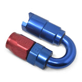 Russell Performance 5/16in SAE Quick Disc Female to -6 Hose Red/Blue 180 Degree Hose End - 611280