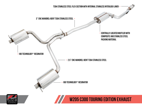 AWE Tuning Mercedes-Benz W205 C300 Touring Edition Exhaust - 3015-31014