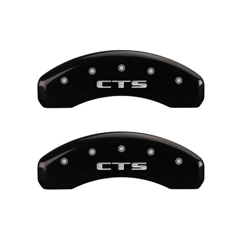 MGP 4 Caliper Covers Engraved Front Cursive/Cadillac Engraved Rear CTS Black finish silver ch - 35013SCTSBK