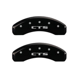 MGP 4 Caliper Covers Engraved Front Cursive/Cadillac Engraved Rear CTS Black finish silver ch - 35011SCTSBK