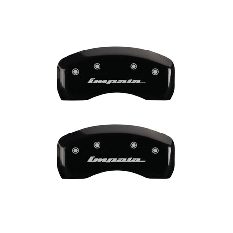 MGP 4 Caliper Covers Engraved Front & Rear Impala Black finish silver ch - 14223SIMPBK