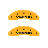 MGP 4 Caliper Covers Engraved Front & Rear Mopar Yellow Finish Black Char 2008 Chrysler PT Cruiser - 32013SMOPYL