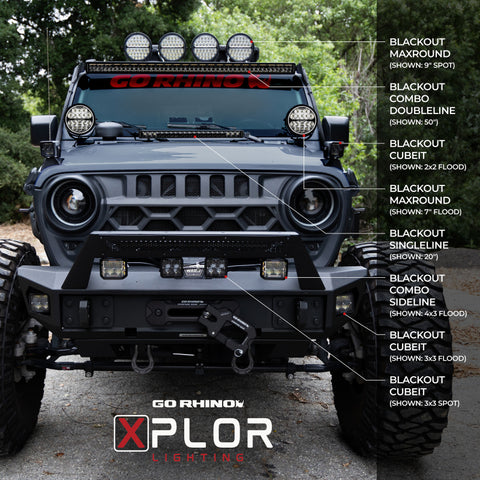 Go Rhino Xplor Blackout Series Dbl Row LED Light Bar (Side/Track Mount) 40in. - Blk - 754004011CDS