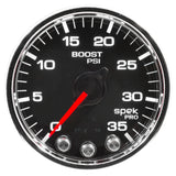 Autometer Spek-Pro Gauge Boost 2 1/16in 35psi Stepper Motor W/Peak & Warn Black/Chrome - P30331