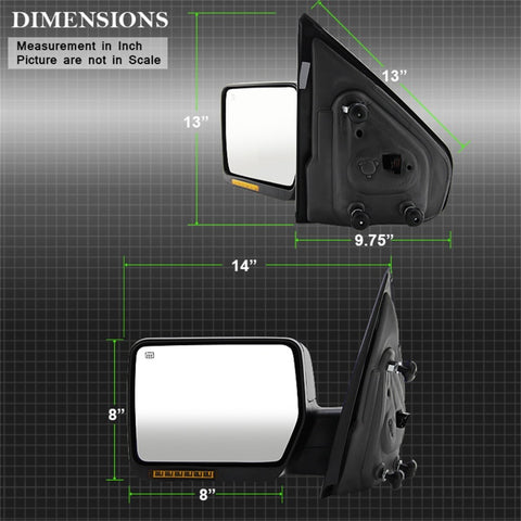 Xtune Ford F150 04-06 Power Heated Amber LED Signal OE Mirror Left MIR-03348AEBH-P-L - 9935312