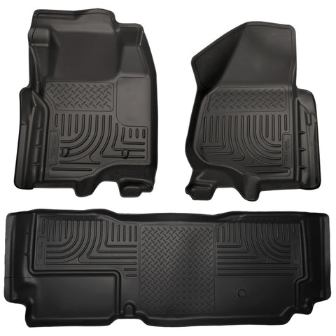 Husky Liners 2012.5 Ford SD Super Cab WeatherBeater Combo Black Floor Liners (w/o Manual Trans Case) - 99721