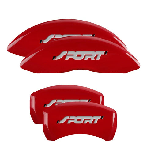 MGP 4 Caliper Covers Engraved Front & Rear Oval logo/Ford Red finish silver ch - 10231SFRDRD