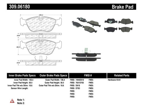 StopTech Performance 98-04 Volvo S60/98-00 S70/98-00 V70/93-97 850 Series Front Brake Pads - 309.06180