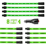 XK Glow Strip Single Color Underglow LED Accent Light Car/Truck Kit Green - 8x24In Tube + 4x8In - XK041005-G