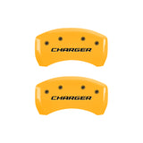 MGP 4 Caliper Covers Engraved Front & Rear Block/Charger Yellow finish black ch - 12181SCHBYL