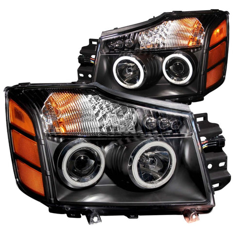 ANZO 2004-2007 Nissan Armada Projector Headlights w/ Halo Black (CCFL) - 111095