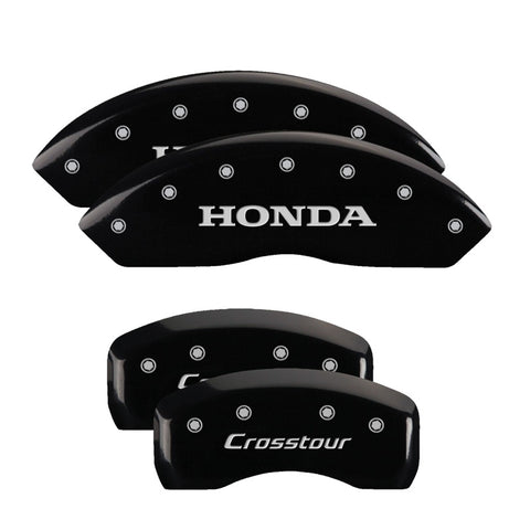 MGP 4 Caliper Covers Engraved Front Honda Engraved Rear Crosstour Black finish silver ch - 20211SCSTBK