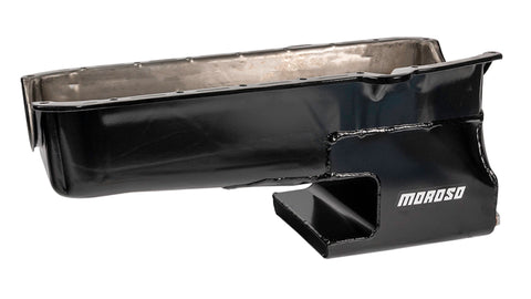 Moroso Pre-80 Chevrolet Small Block (w/Driver Side Dipstick) Wet Sump 6qt 9in Steel Oil Pan - Black - 20211